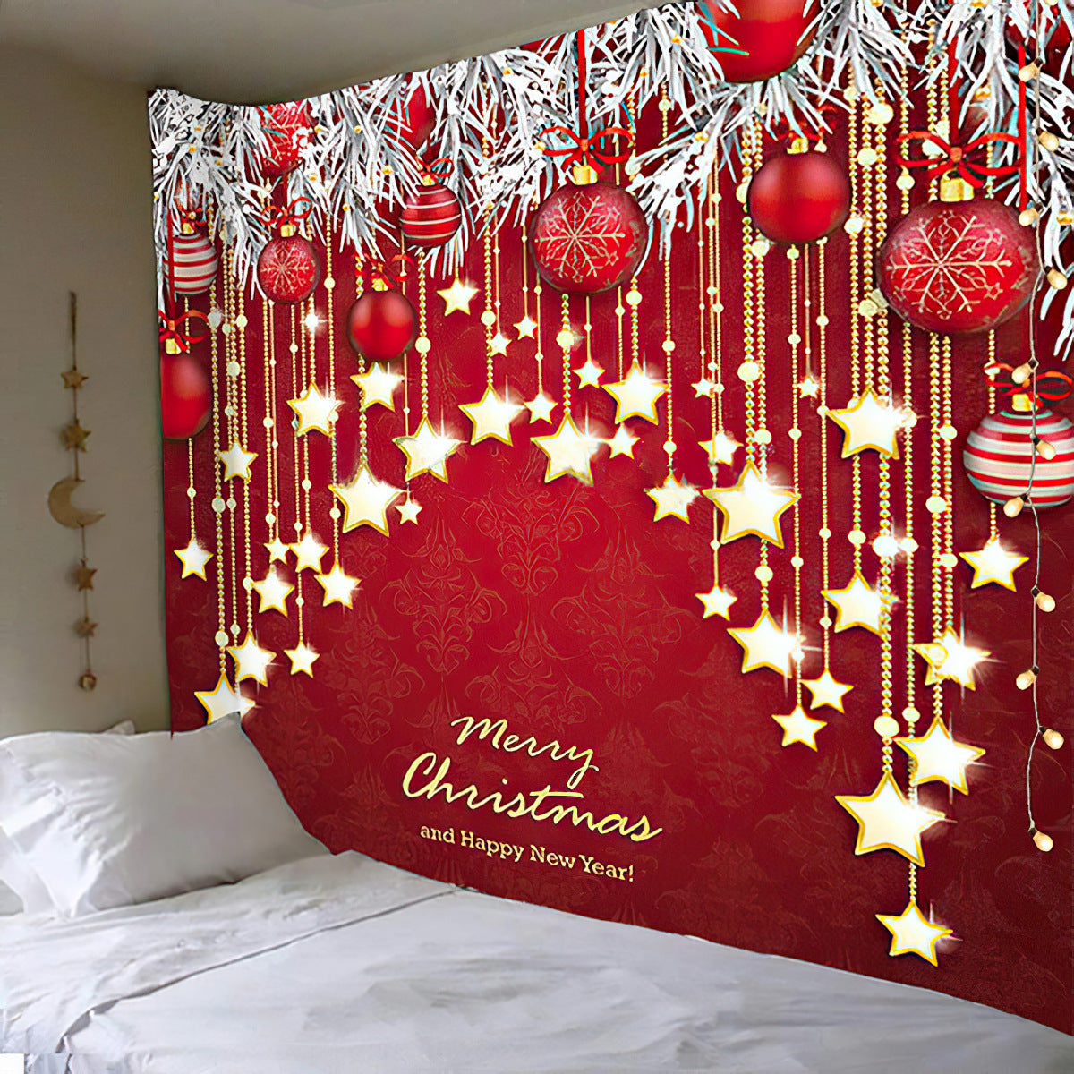 O-KAY Christmas Wall Tapestry Festival Hanging Cloth Background Cloth Wall Decoration Living Room Bedroom Fabric Art Wall Tapestry Tapestry Ornaments & Models