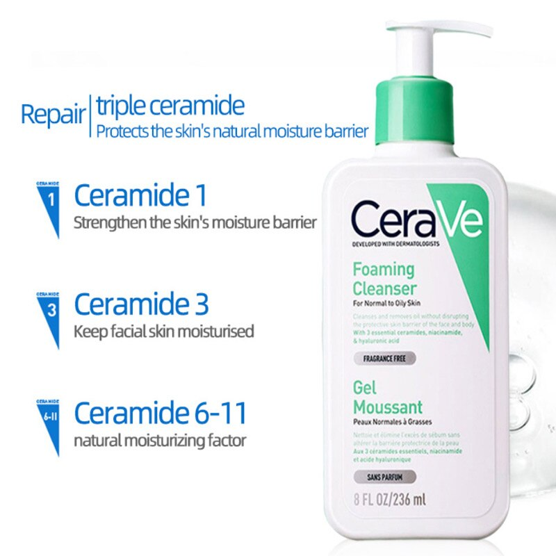 CeraVe Facial Cleanser SA Smoothing Moisturising Lotion Hydrating Foaming Cleanserl 2% Salicylic Acid|Moisturising 236ml