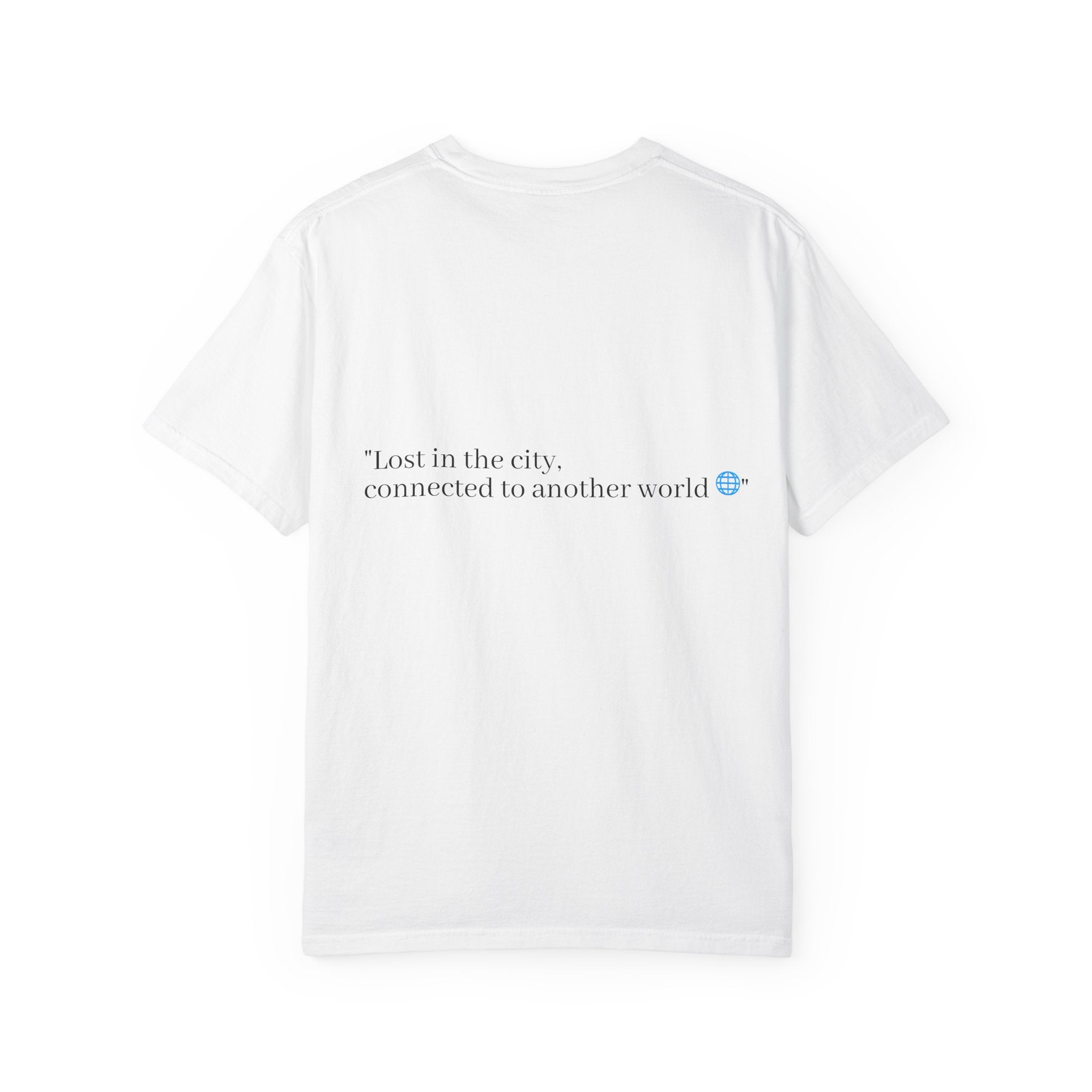 Lost in the City Unisex Garment-Dyed T-Shirt, Unique Graphic Tee, Cool Streetwear, Gift for Tech Lovers, Casual Everyday Wear