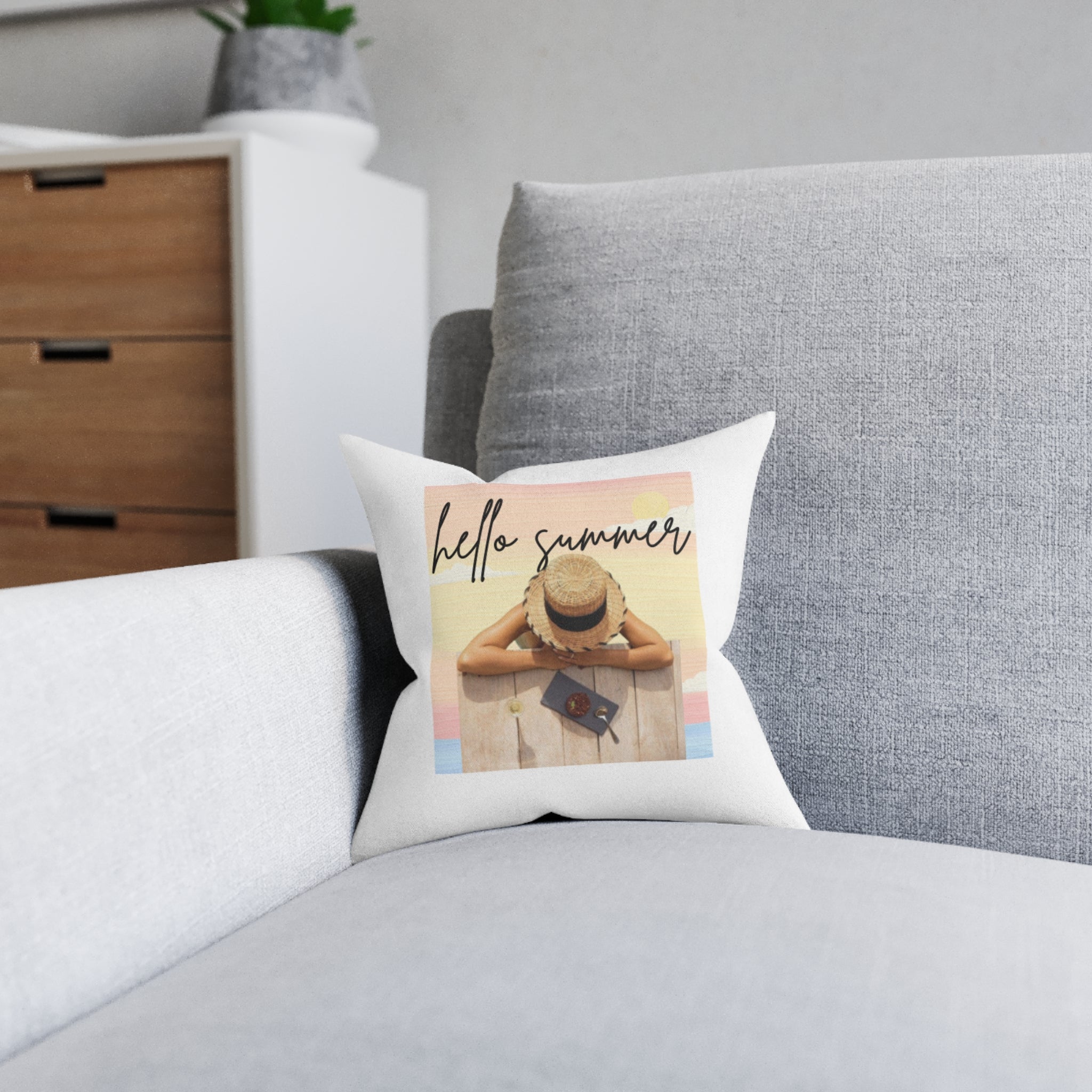 Cozy Summer Square Pillow, Throw Pillow, Decorative Cushion, Home Decor, Gifts for Her, Summer Vibes, Relaxation Decor