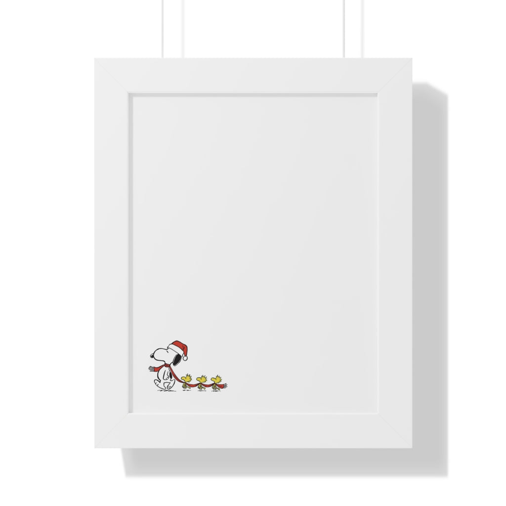 Festive Framed Poster, Holiday Decor, Cute Wall Art, Snoopy Themed Print, Home Decoration, Gift Idea