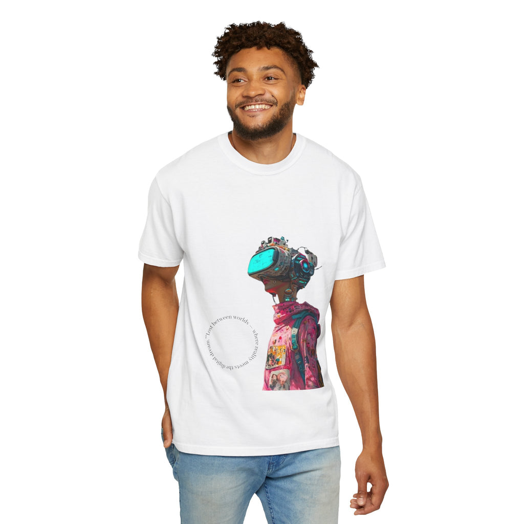 Lost in the City Unisex Garment-Dyed T-Shirt, Unique Graphic Tee, Cool Streetwear, Gift for Tech Lovers, Casual Everyday Wear