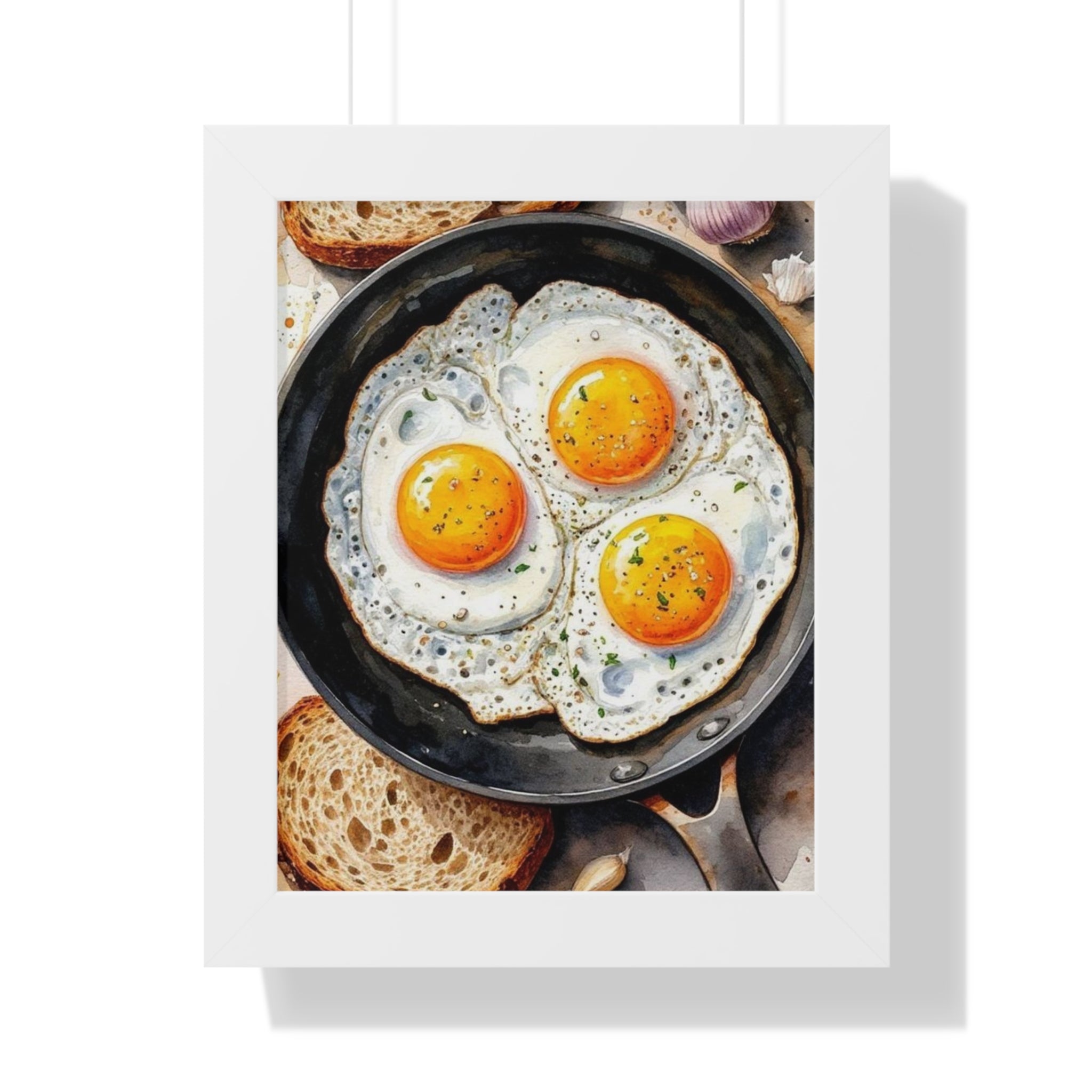 Breakfast Art Framed Vertical Poster, Farmhouse Decor, Kitchen Wall Art, Egg Lover Gift, Culinary Home Decor, Foodie Artwork