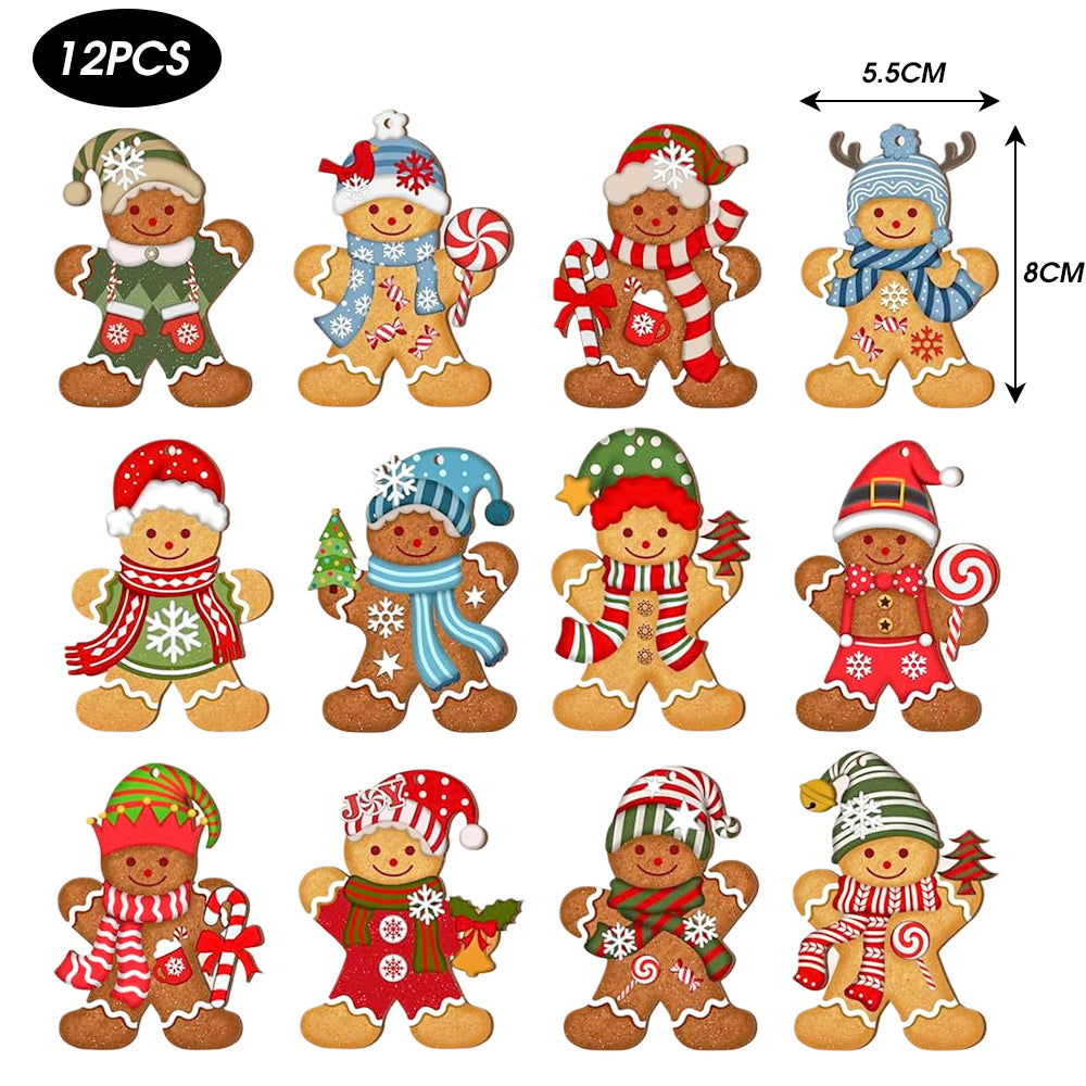 12/15PCS Christmas Wooden Pendants 2D Christmas Ball Xmas Tree Hanging Decor New Year Party Christmas Decoration Supplies