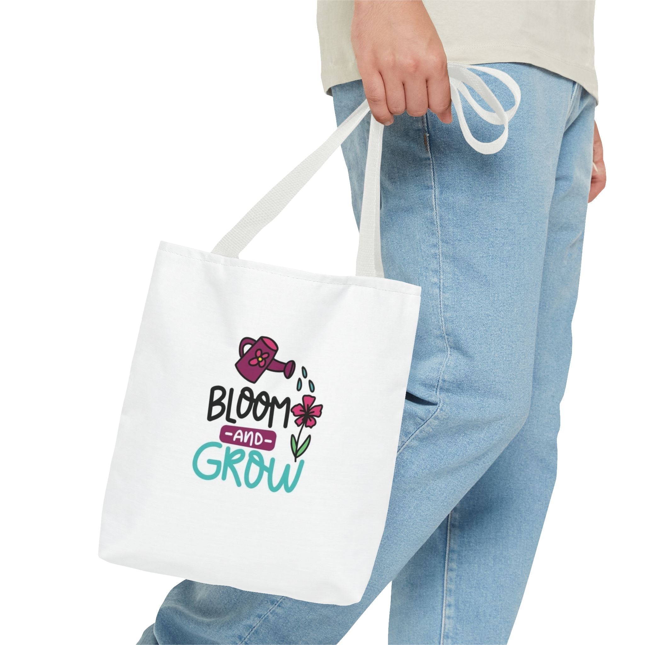Floral Motivational Tote Bag, Gardening Gift, Eco-Friendly Market Bag, Reusable Shopping Tote, Inspirational Quotes Accessory