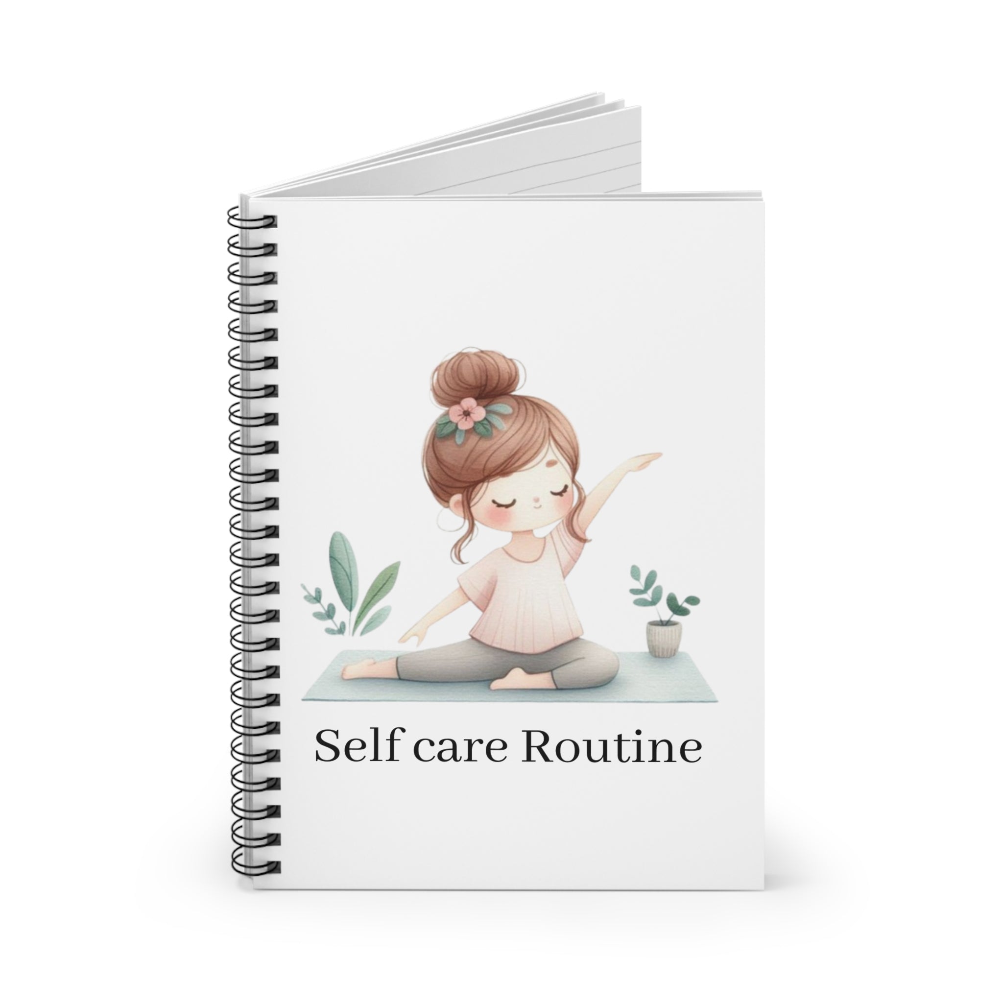 Self-Care Routine Spiral Notebook - Wellness Journal, Yoga Planner, Gift for Mindfulness, Daily Affirmation Notebook