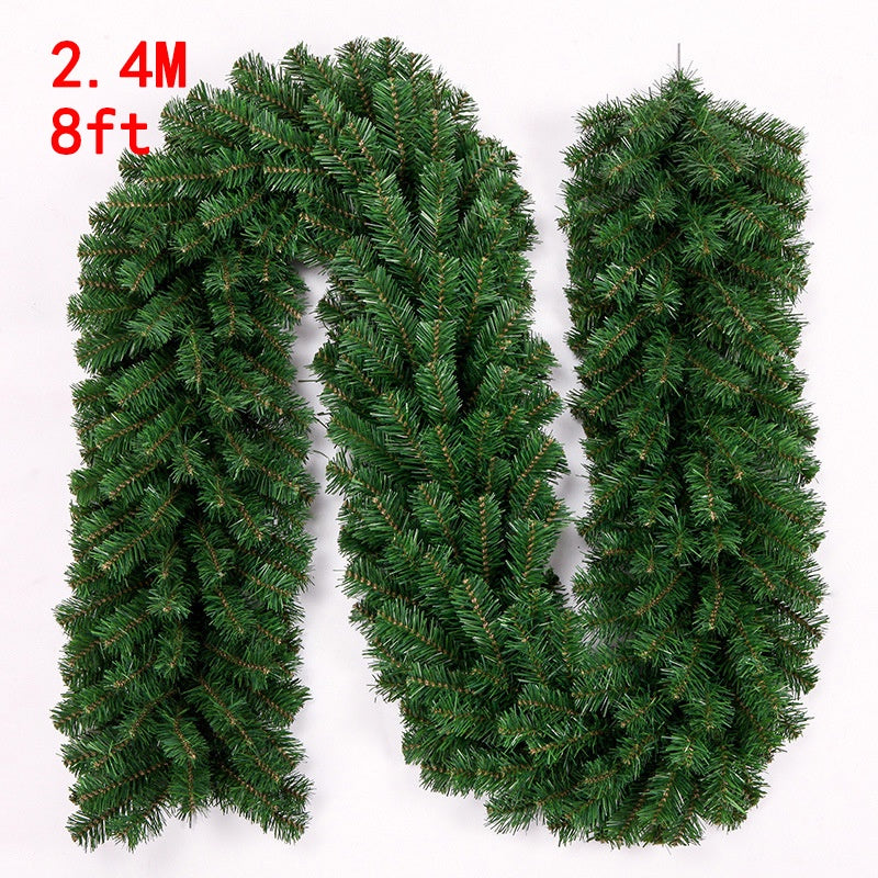 GD Christmas 2.4m Decorations Christmas Tree Plasic Grass Garland Green/White Christmas