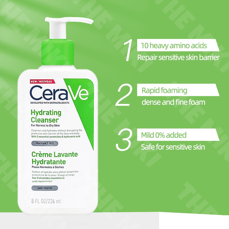 CeraVe Facial Cleanser SA Smoothing Moisturising Lotion Hydrating Foaming Cleanserl 2% Salicylic Acid|Moisturising 236ml