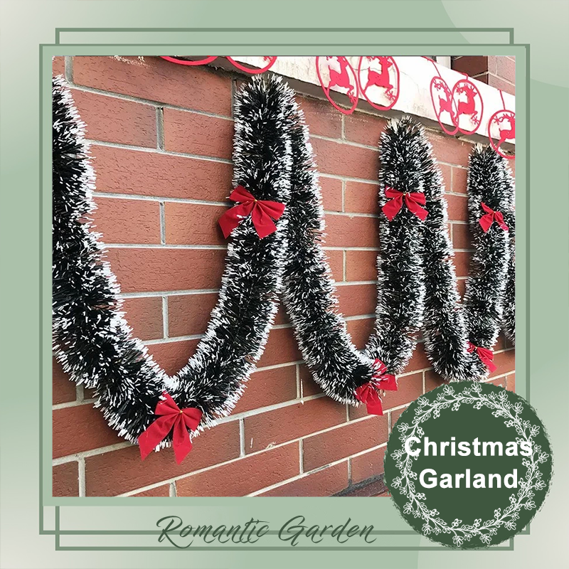 2M Christmas Garland Home Party Wall Door Decor Xmas Tree Ornaments Tinsel Strips with Bowknot Party