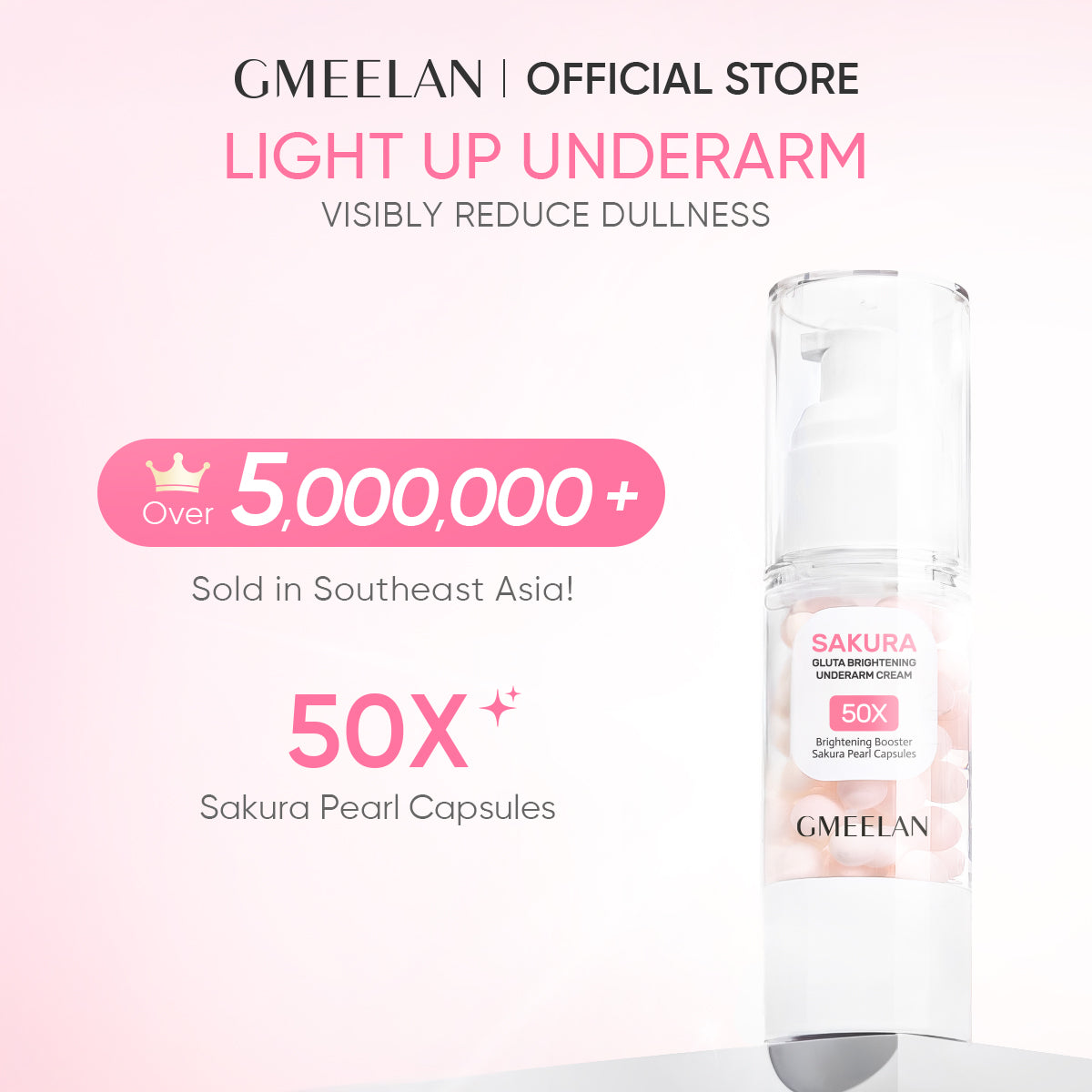 GMEELAN Sakura Underarm Whitening Cream Glutathione 30g 5X Ceramide Body Lotion Pearl Moisturizer