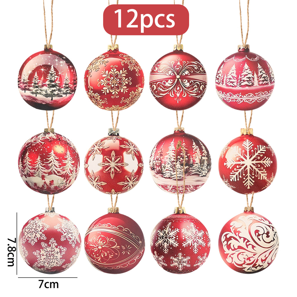 12/15PCS Christmas Wooden Pendants 2D Christmas Ball Xmas Tree Hanging Decor New Year Party Christmas Decoration Supplies