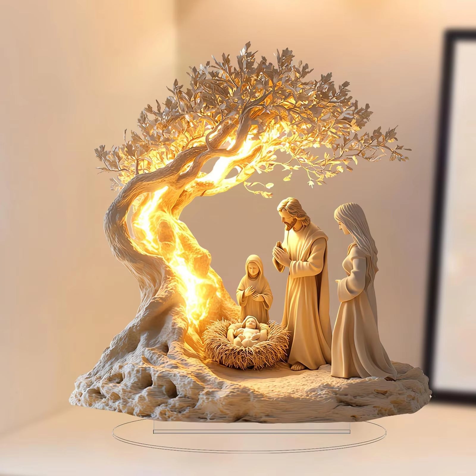 FAMILIFE 1pc Acrylic Christmas Nativity Scene Tabletop Ornament 2D Flat Desk Decoration for Religious Home