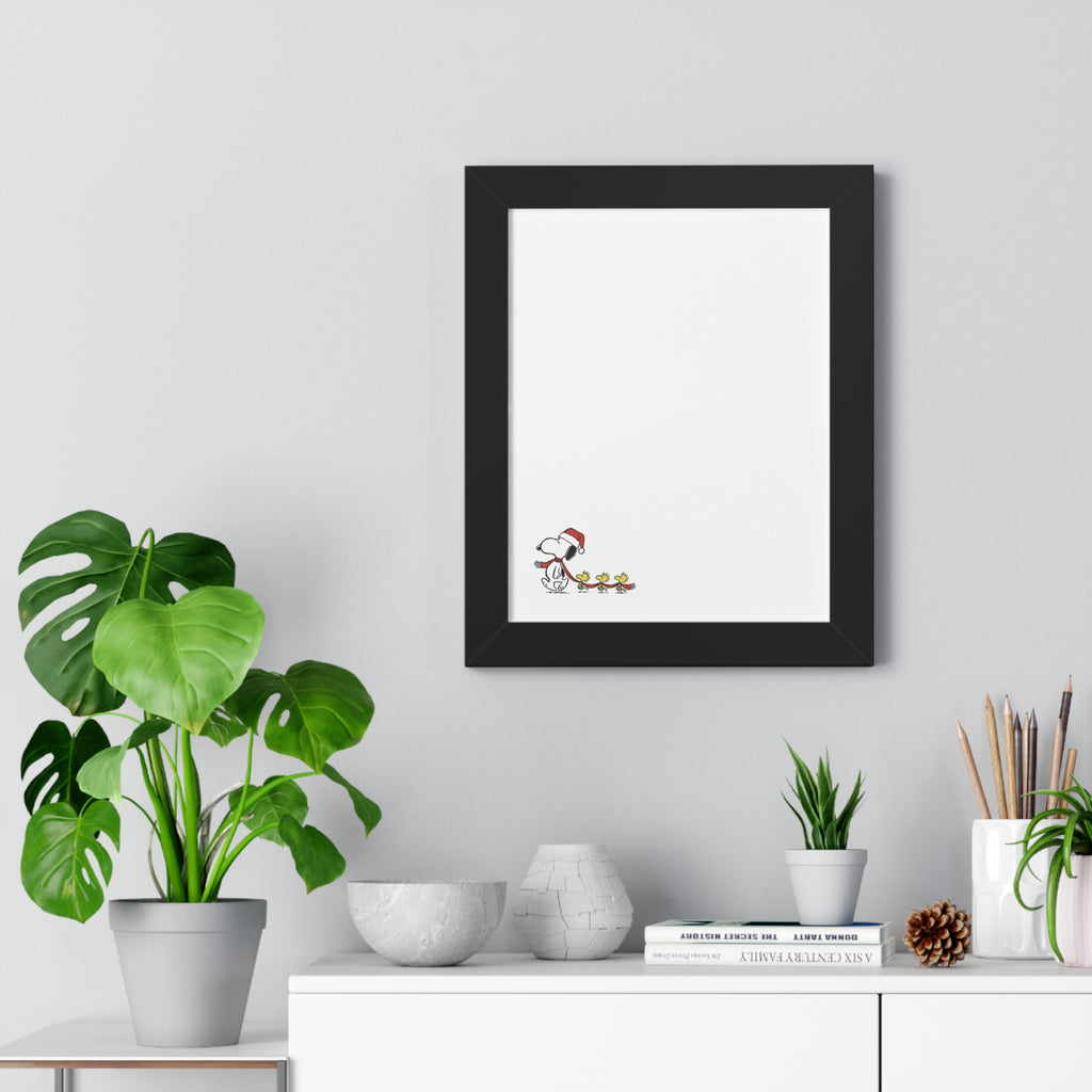 Festive Framed Poster, Holiday Decor, Cute Wall Art, Snoopy Themed Print, Home Decoration, Gift Idea