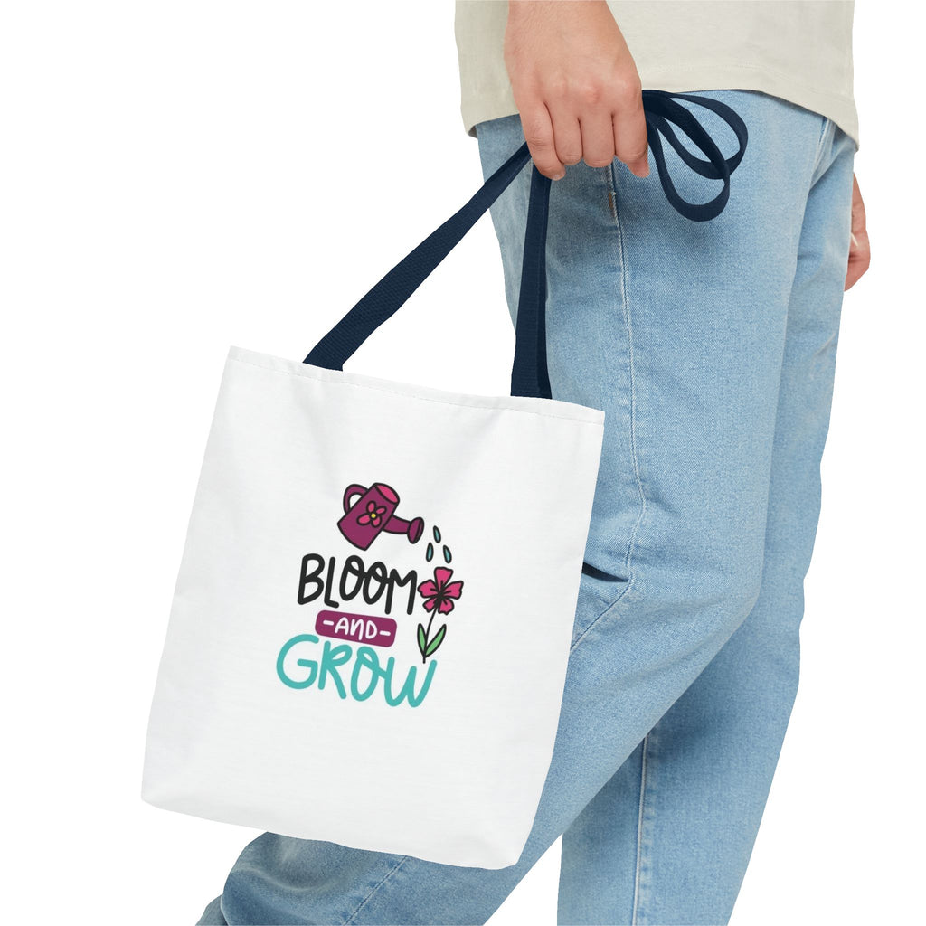Floral Motivational Tote Bag, Gardening Gift, Eco-Friendly Market Bag, Reusable Shopping Tote, Inspirational Quotes Accessory