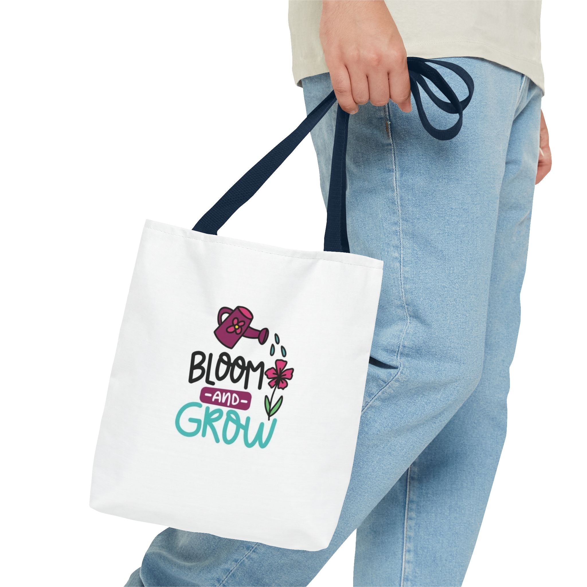 Floral Motivational Tote Bag, Gardening Gift, Eco-Friendly Market Bag, Reusable Shopping Tote, Inspirational Quotes Accessory