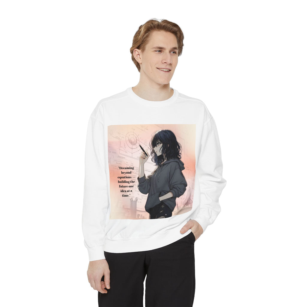 Dreamer Unisex Garment-Dyed Sweatshirt, Cozy Anime Sweatshirt, Cute Graphic Pullover, Casual Outfits, Gift for Anime Lovers