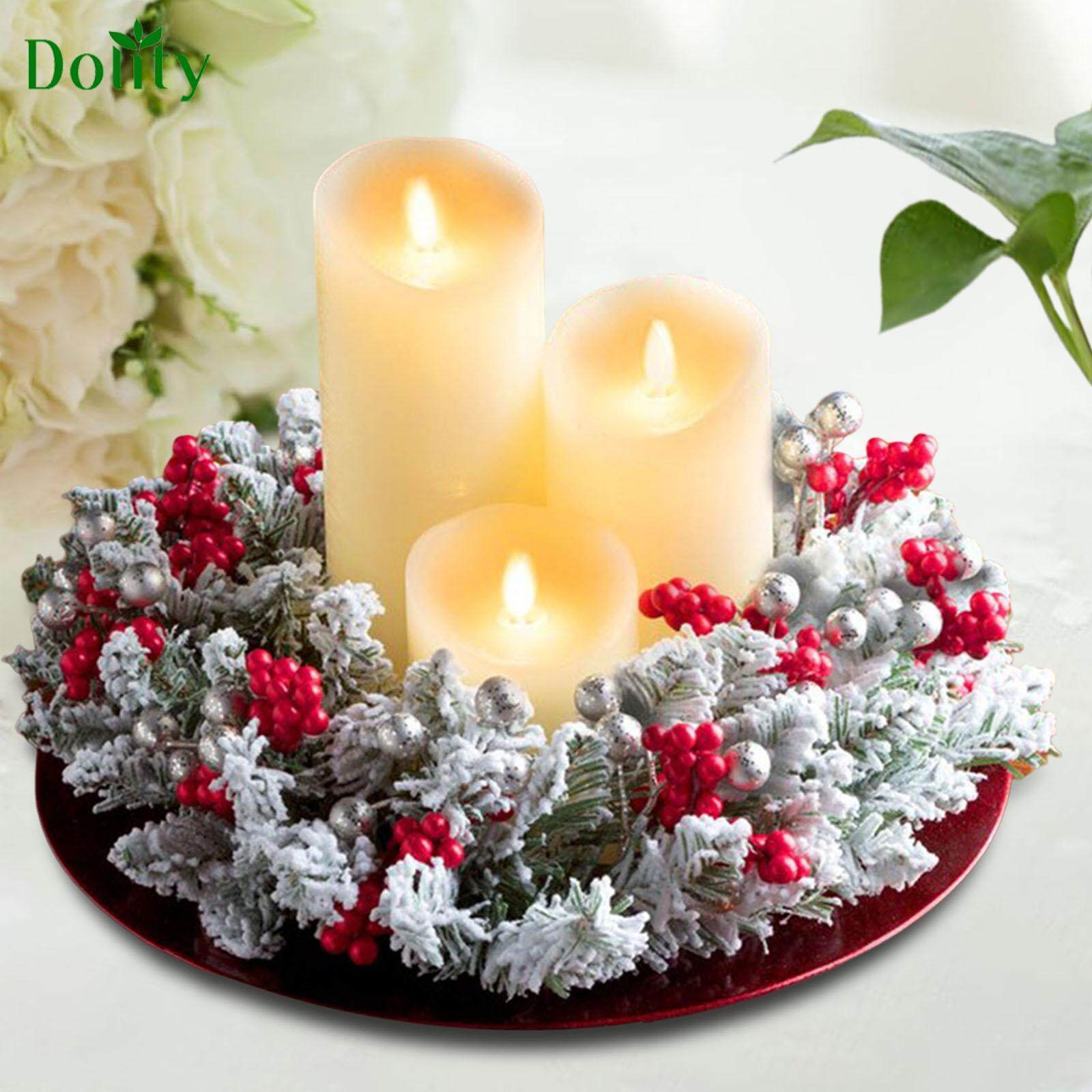 Dolity Christmas Candle Wreath Garland for Dining Room Thanksgiving Table Centerpiece