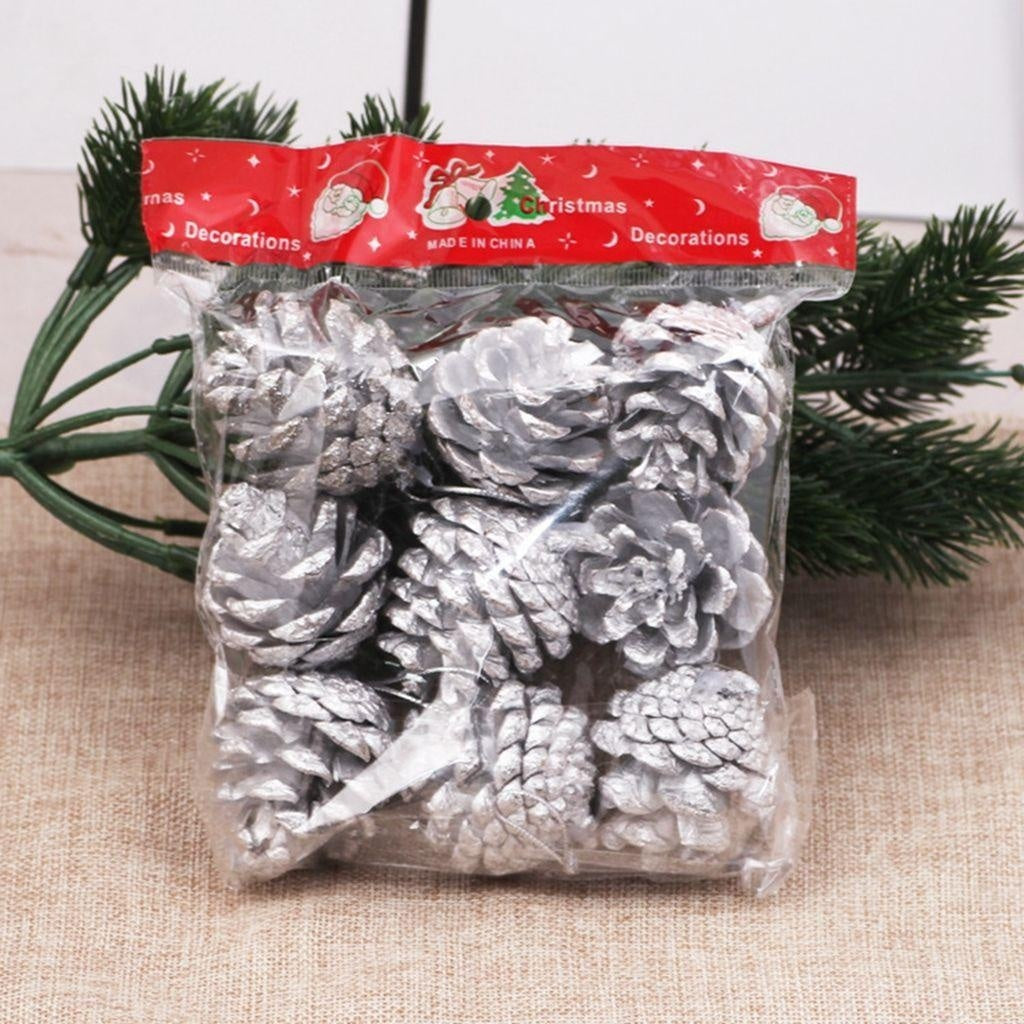 10pcs Artificial Flower Red Christmas Berry and Pine Cone with Holly Branches Christmas Decoration for Home Floral Decor