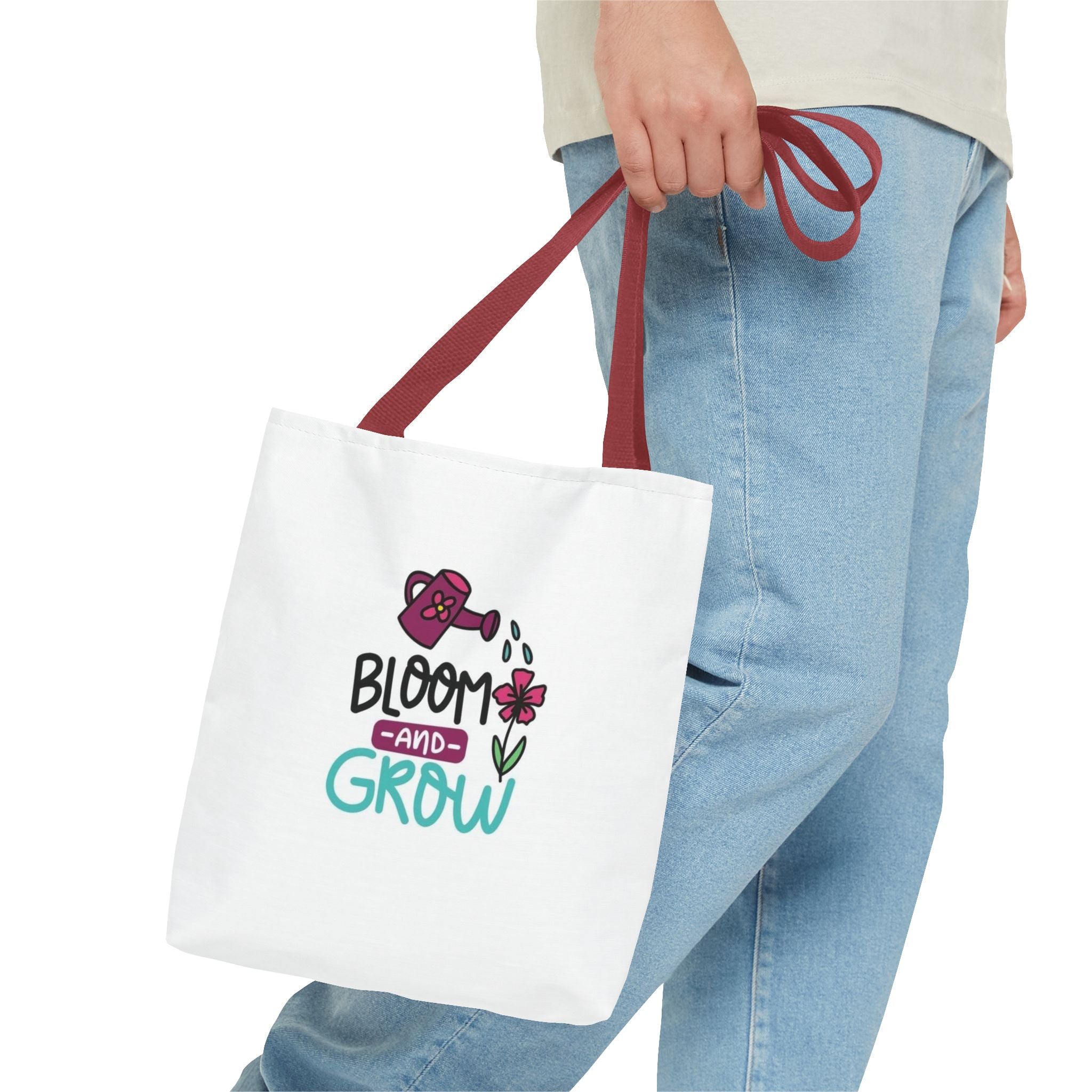 Floral Motivational Tote Bag, Gardening Gift, Eco-Friendly Market Bag, Reusable Shopping Tote, Inspirational Quotes Accessory