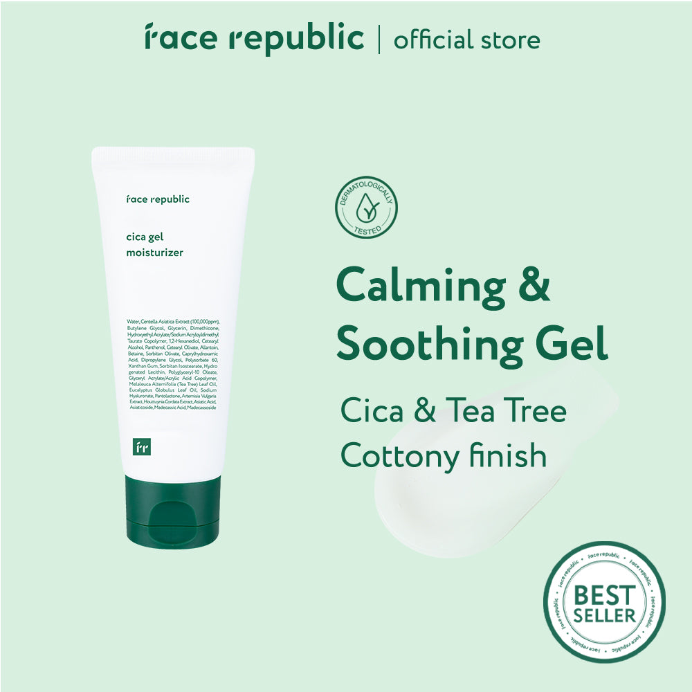 Face Republic CICA Gel Moisturizer 50mL [ Oily, Sensitive Skin, Acne / Tea Tree]  | Clean Kbeauty Skincare