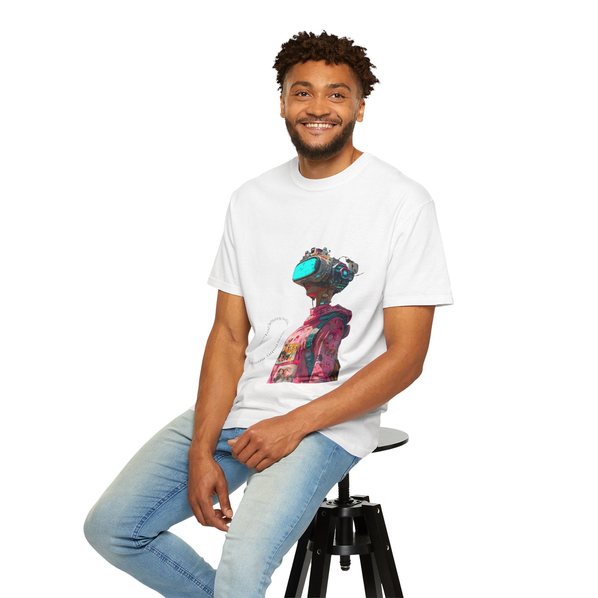 Lost in the City Unisex Garment-Dyed T-Shirt, Unique Graphic Tee, Cool Streetwear, Gift for Tech Lovers, Casual Everyday Wear