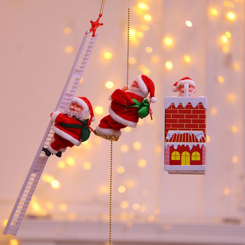 METECH Santa Claus Climbing Ladder Doll Christmas Decoration Plush Doll Toy for Christmas Gift Toy