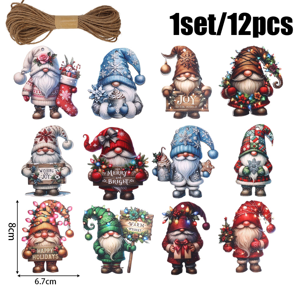 12/15PCS Christmas Wooden Pendants 2D Christmas Ball Xmas Tree Hanging Decor New Year Party Christmas Decoration Supplies