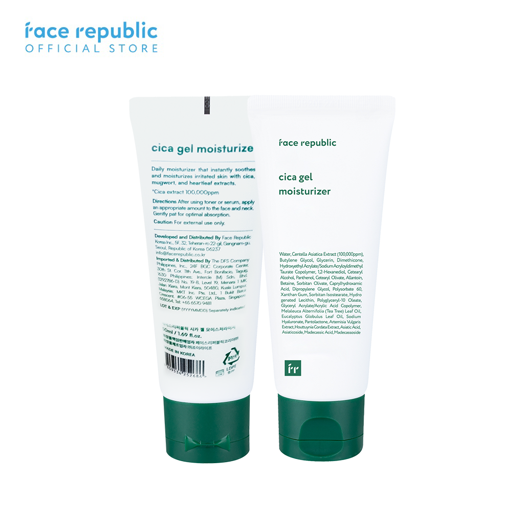 Face Republic CICA Gel Moisturizer 50mL [ Oily, Sensitive Skin, Acne / Tea Tree]  | Clean Kbeauty Skincare