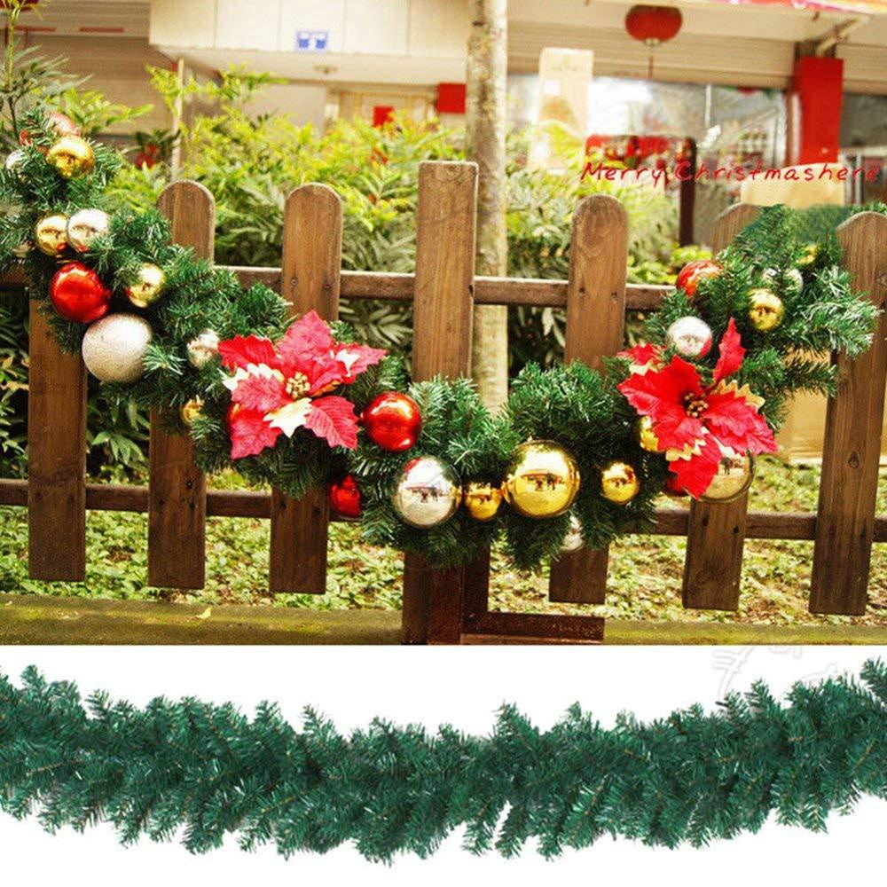 GD Christmas 2.4m Decorations Christmas Tree Plasic Grass Garland Green/White Christmas