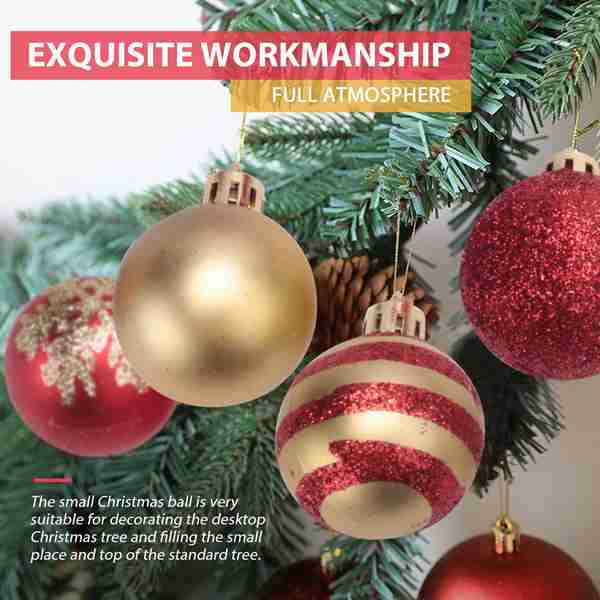 [READY STOCK] COD 50Pcs Set Classic Christmas Tree Balls Ornaments 4cm Electroplated & Painted Balls for Tree Decoration