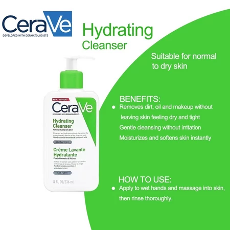CeraVe Facial Cleanser SA Smoothing Moisturising Lotion Hydrating Foaming Cleanserl 2% Salicylic Acid|Moisturising 236ml