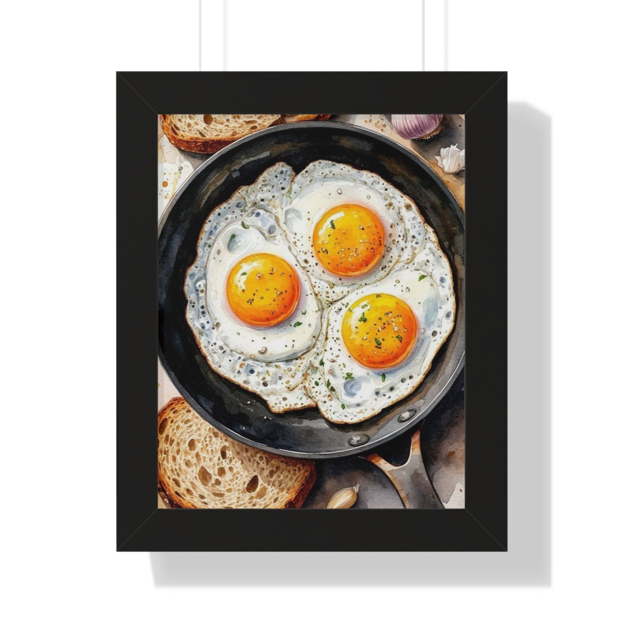 Breakfast Art Framed Vertical Poster, Farmhouse Decor, Kitchen Wall Art, Egg Lover Gift, Culinary Home Decor, Foodie Artwork