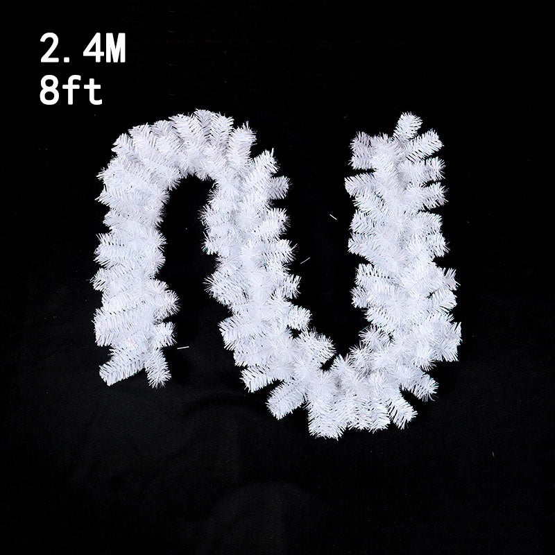 GD Christmas 2.4m Decorations Christmas Tree Plasic Grass Garland Green/White Christmas