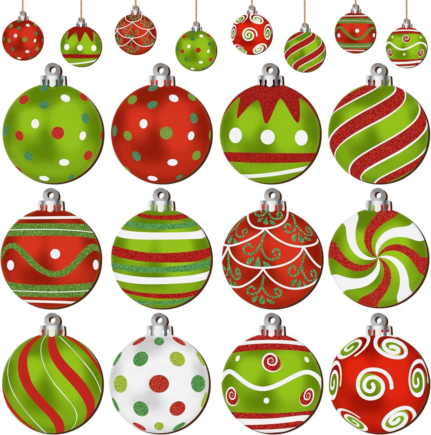 12/15PCS Christmas Wooden Pendants 2D Christmas Ball Xmas Tree Hanging Decor New Year Party Christmas Decoration Supplies