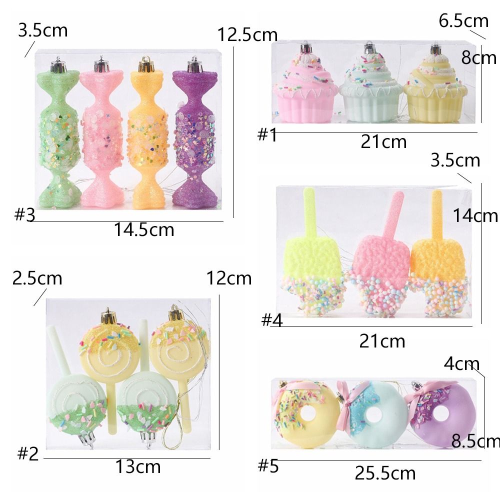 FLARO Cartoon Christmas Candy Balls Set Macaroon Ice Cream Donut Cake Lollipop Balls Pendant Party Supplies Elegant Christmas Tree Ornaments Merry Christmas Decor