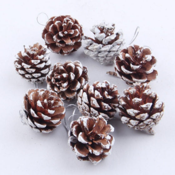 10pcs Artificial Flower Red Christmas Berry and Pine Cone with Holly Branches Christmas Decoration for Home Floral Decor