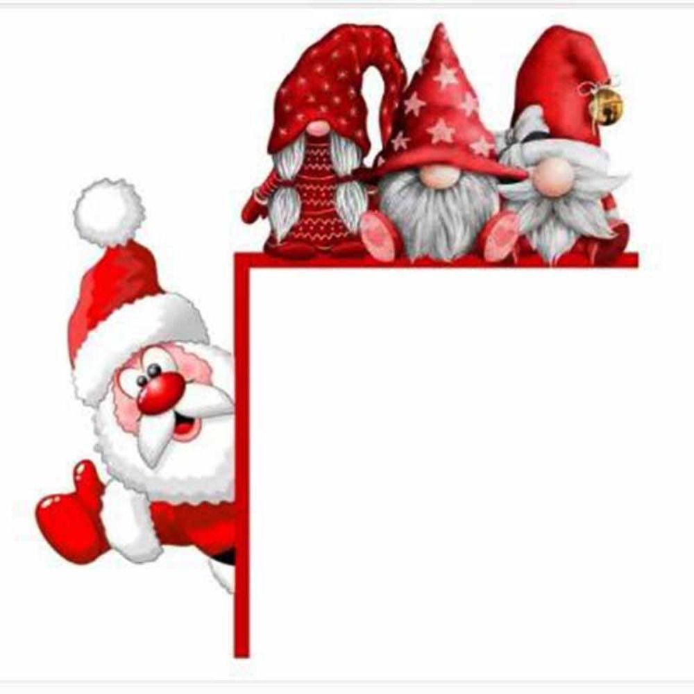 MMLUCK Wooden Christmas Door Corner Sign Santa Claus Cartoon Door Corner Holiday Door Decorations Reindeers Santa Claus Door Frame Indoor