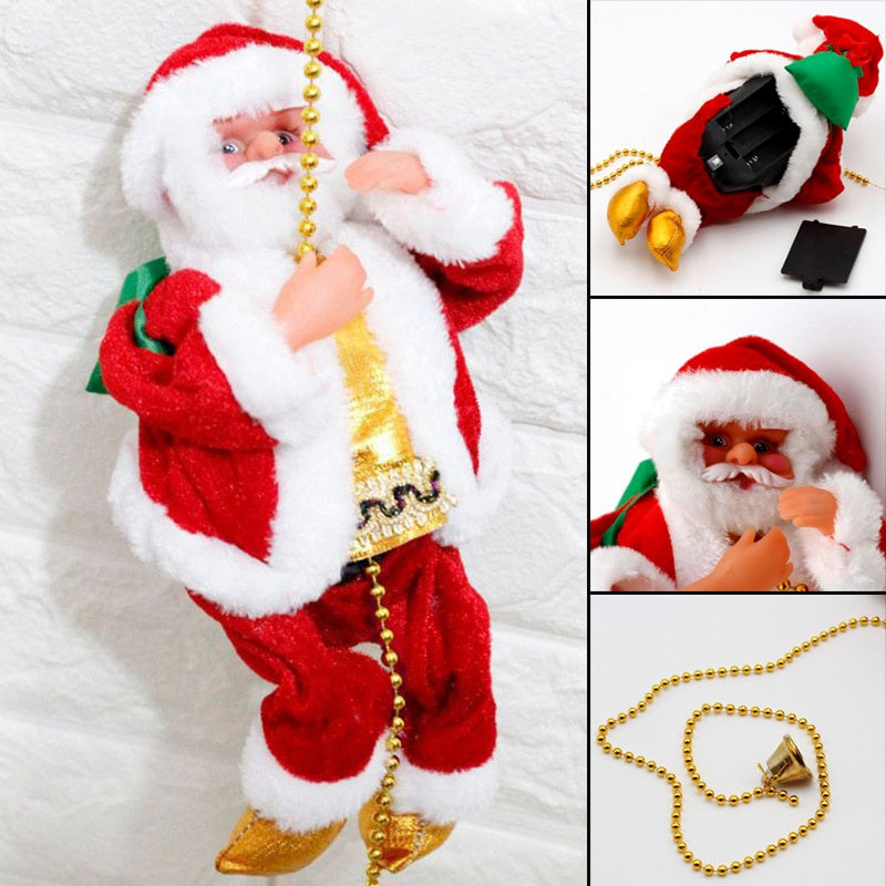 METECH Santa Claus Climbing Ladder Doll Christmas Decoration Plush Doll Toy for Christmas Gift Toy