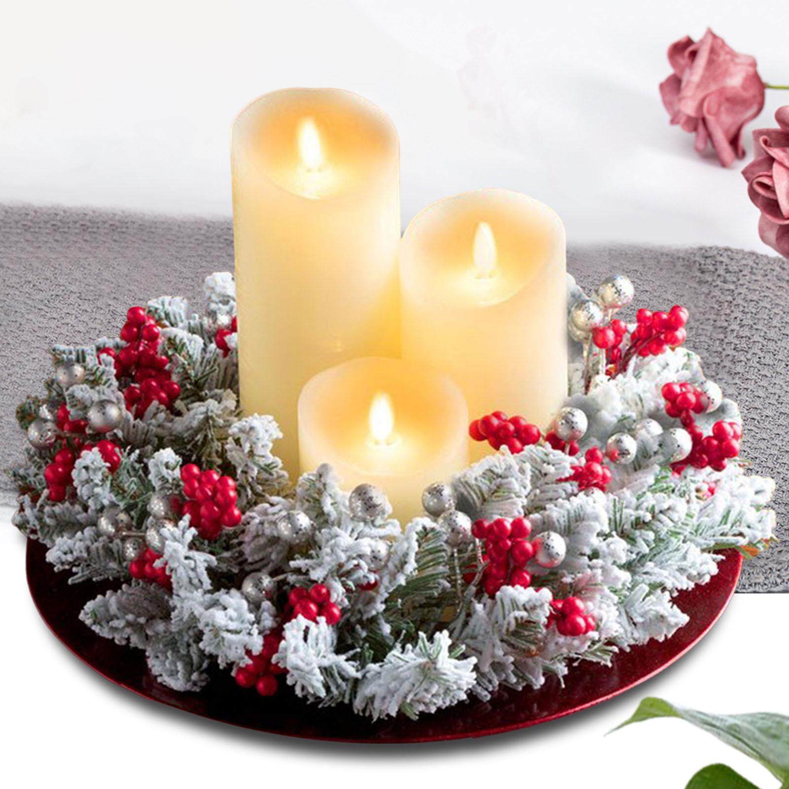 Dolity Christmas Candle Wreath Garland for Dining Room Thanksgiving Table Centerpiece