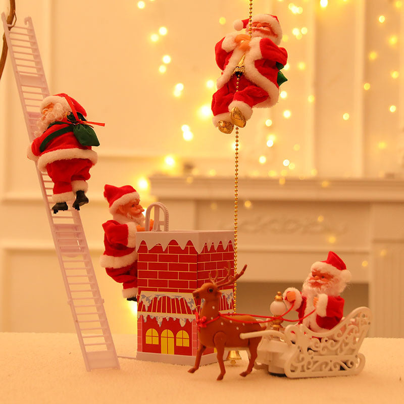 METECH Santa Claus Climbing Ladder Doll Christmas Decoration Plush Doll Toy for Christmas Gift Toy