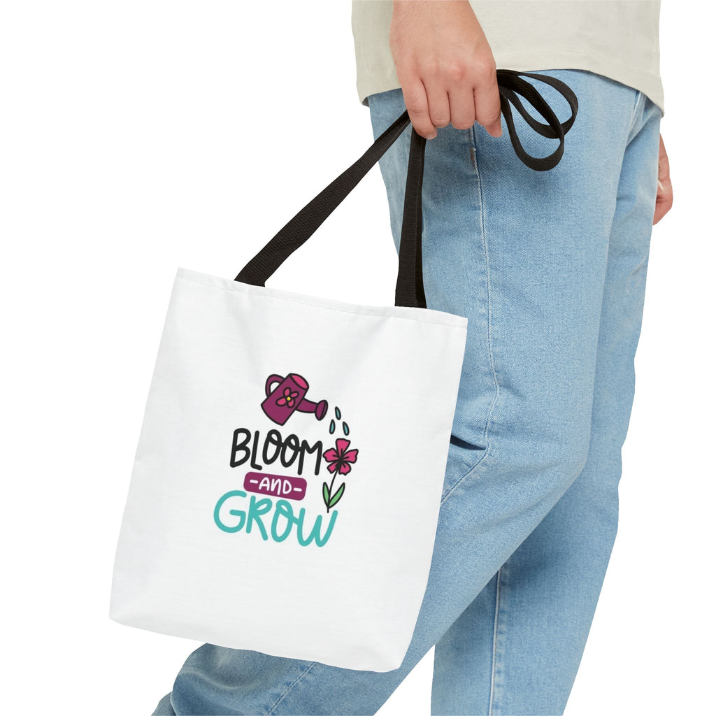 Floral Motivational Tote Bag, Gardening Gift, Eco-Friendly Market Bag, Reusable Shopping Tote, Inspirational Quotes Accessory