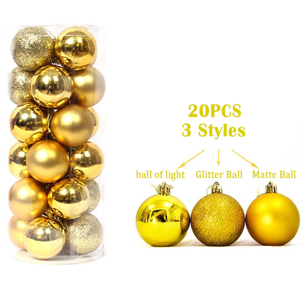 20PCS/SET Christmas Ball decor,decoration,light/Glitter/Matte balls,Hanging Ornament Festival Xmas Decor Christmas Decorations Gifts Christmas Accessories Chrisstmas Balls Xmas Balls Set DIY   JVL