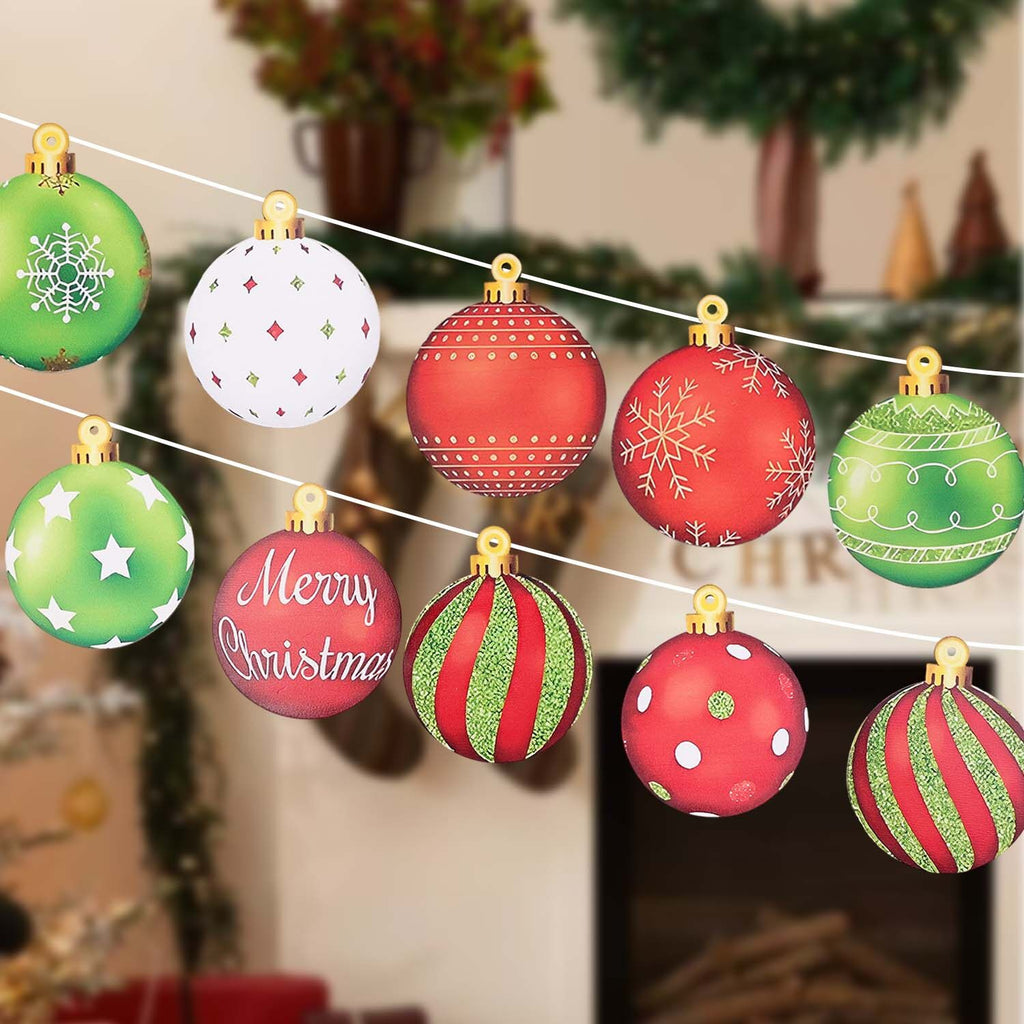 12/15PCS Christmas Wooden Pendants 2D Christmas Ball Xmas Tree Hanging Decor New Year Party Christmas Decoration Supplies