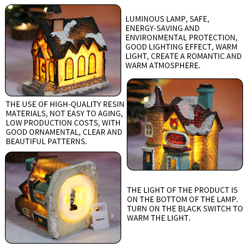 (Free battery) Christmas Village Light Nativity Scene Ornaments Decoration With Warm White Led Light