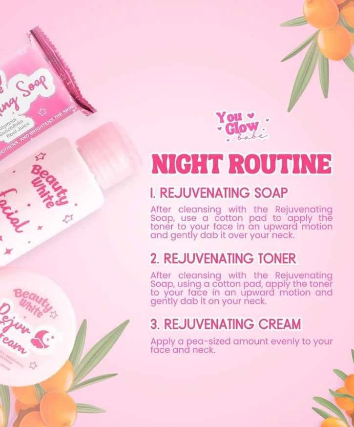 YOU GLOW BABE BEAUTY White Rejuvinating Skin Care Set - Brightening & Firming Skin Care for All Skin Types