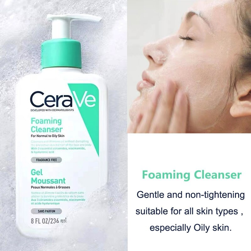 CeraVe Facial Cleanser SA Smoothing Moisturising Lotion Hydrating Foaming Cleanserl 2% Salicylic Acid|Moisturising 236ml