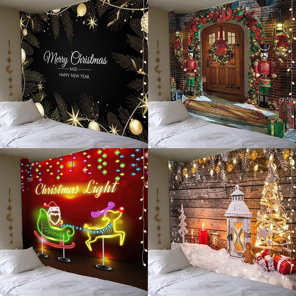 O-KAY Christmas Wall Tapestry Festival Hanging Cloth Background Cloth Wall Decoration Living Room Bedroom Fabric Art Wall Tapestry Tapestry Ornaments & Models