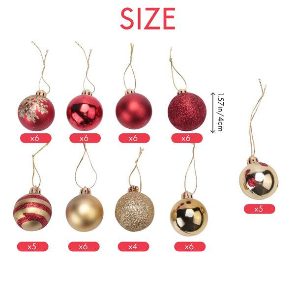 [READY STOCK] COD 50Pcs Set Classic Christmas Tree Balls Ornaments 4cm Electroplated & Painted Balls for Tree Decoration