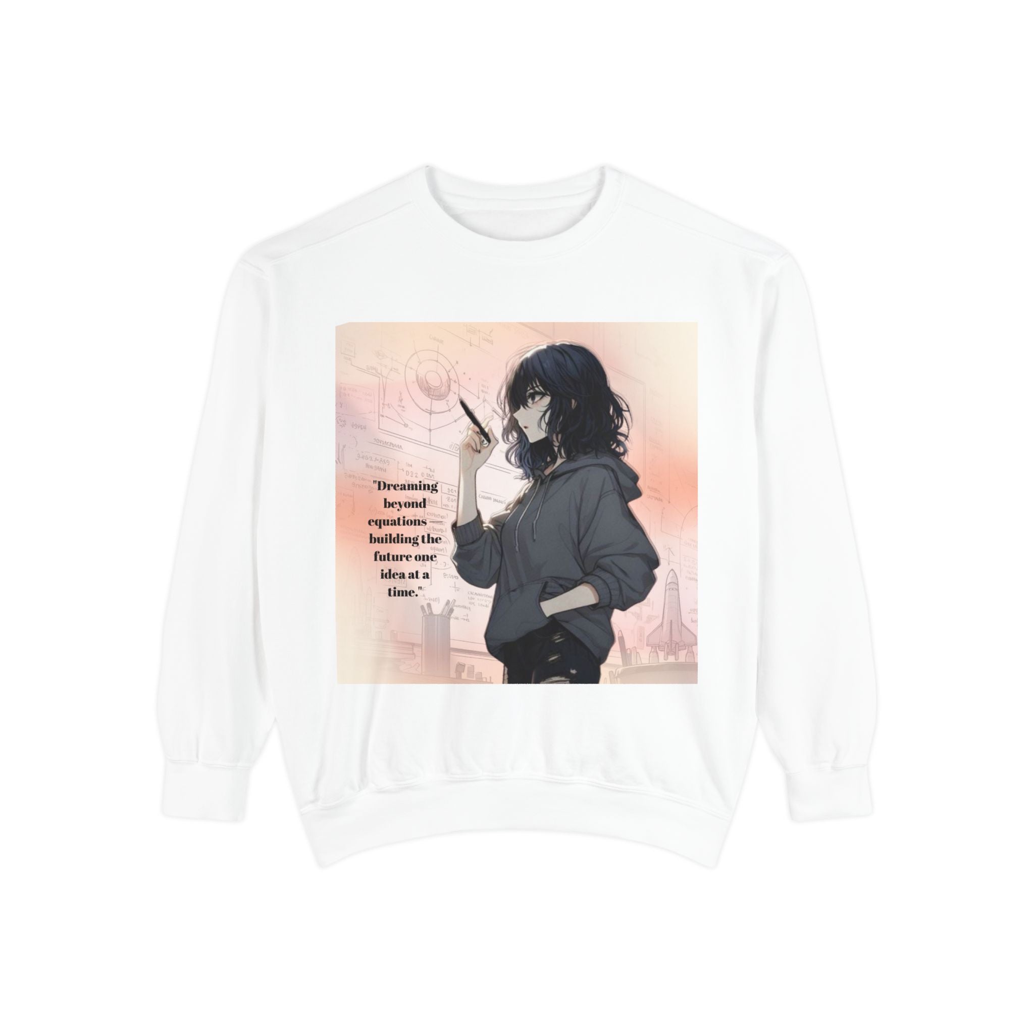 Dreamer Unisex Garment-Dyed Sweatshirt, Cozy Anime Sweatshirt, Cute Graphic Pullover, Casual Outfits, Gift for Anime Lovers