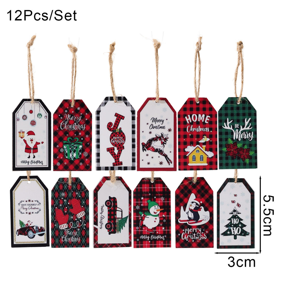 12/15PCS Christmas Wooden Pendants 2D Christmas Ball Xmas Tree Hanging Decor New Year Party Christmas Decoration Supplies